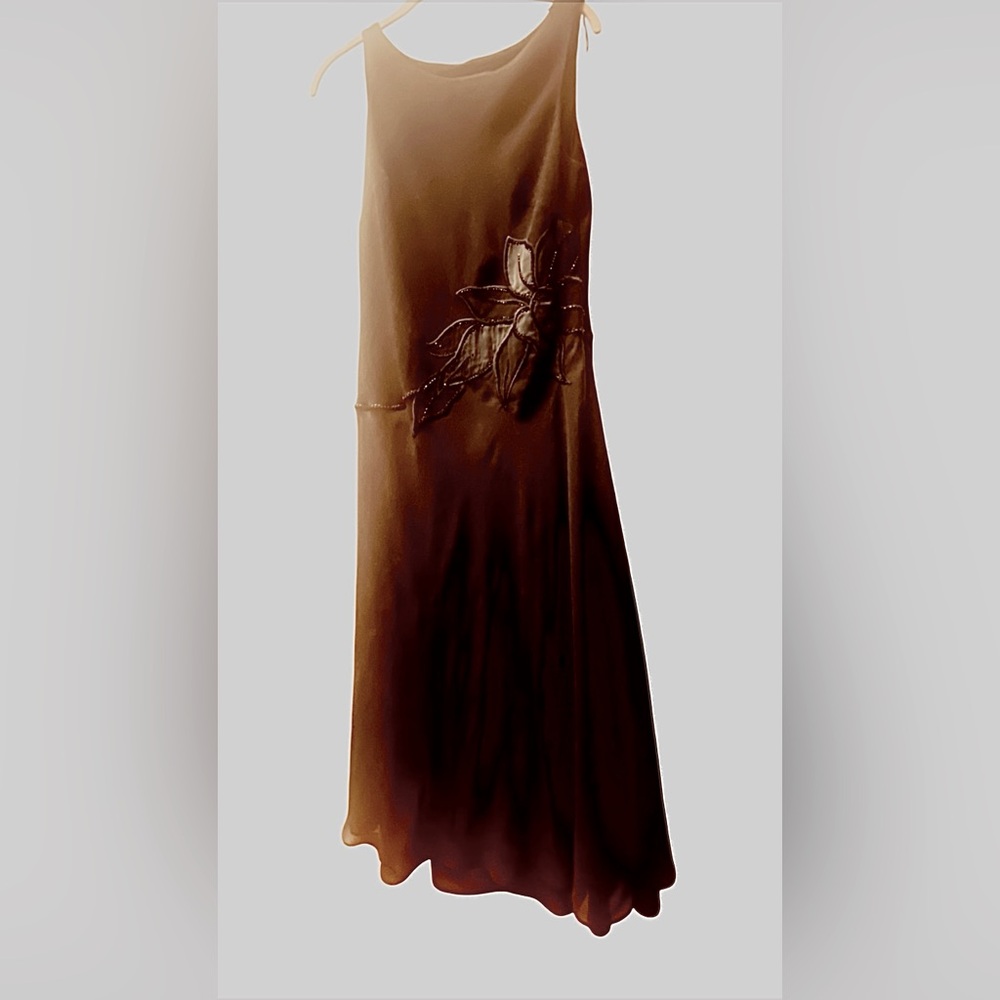Rare Adriana Papèll Vintage Elegant Black  Sleeveless Dress Embroidered